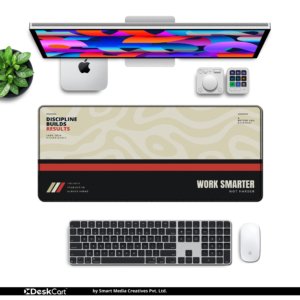 Swirl Motion Classic Desk Mat — warm sand, maroon and black design, available in M, L, XL and XXL sizes.