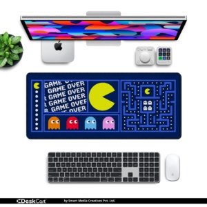 Game Over Arcade Maze Desk Mat with keyboard and mouse on a desk