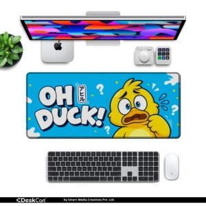 Oh Duck Desk Mat with keyboard and mouse on a desk